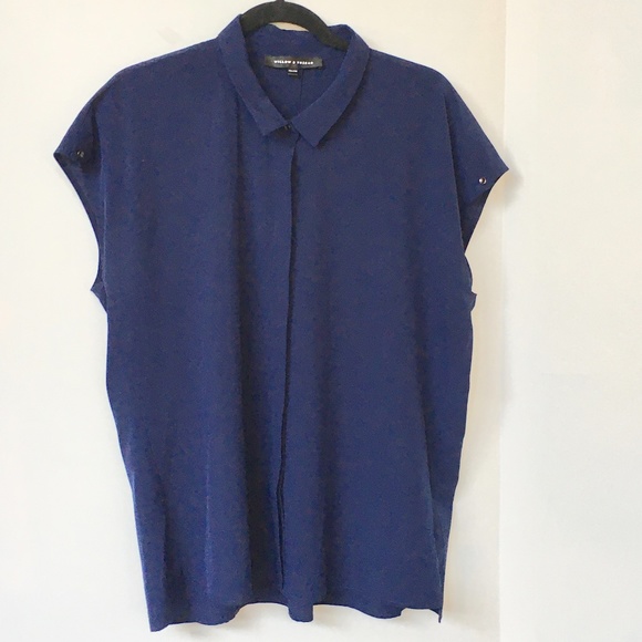 Willow & Thread Blouse  XXL Dark Blue Cap Sleeve - Picture 1 of 6
